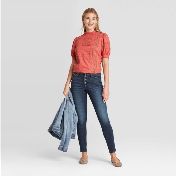 Universal Thread Puff Sleeve Eyelet Blouse - Picture 2 of 12